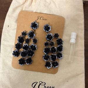 J. Crew Black Floral Statement Earrings